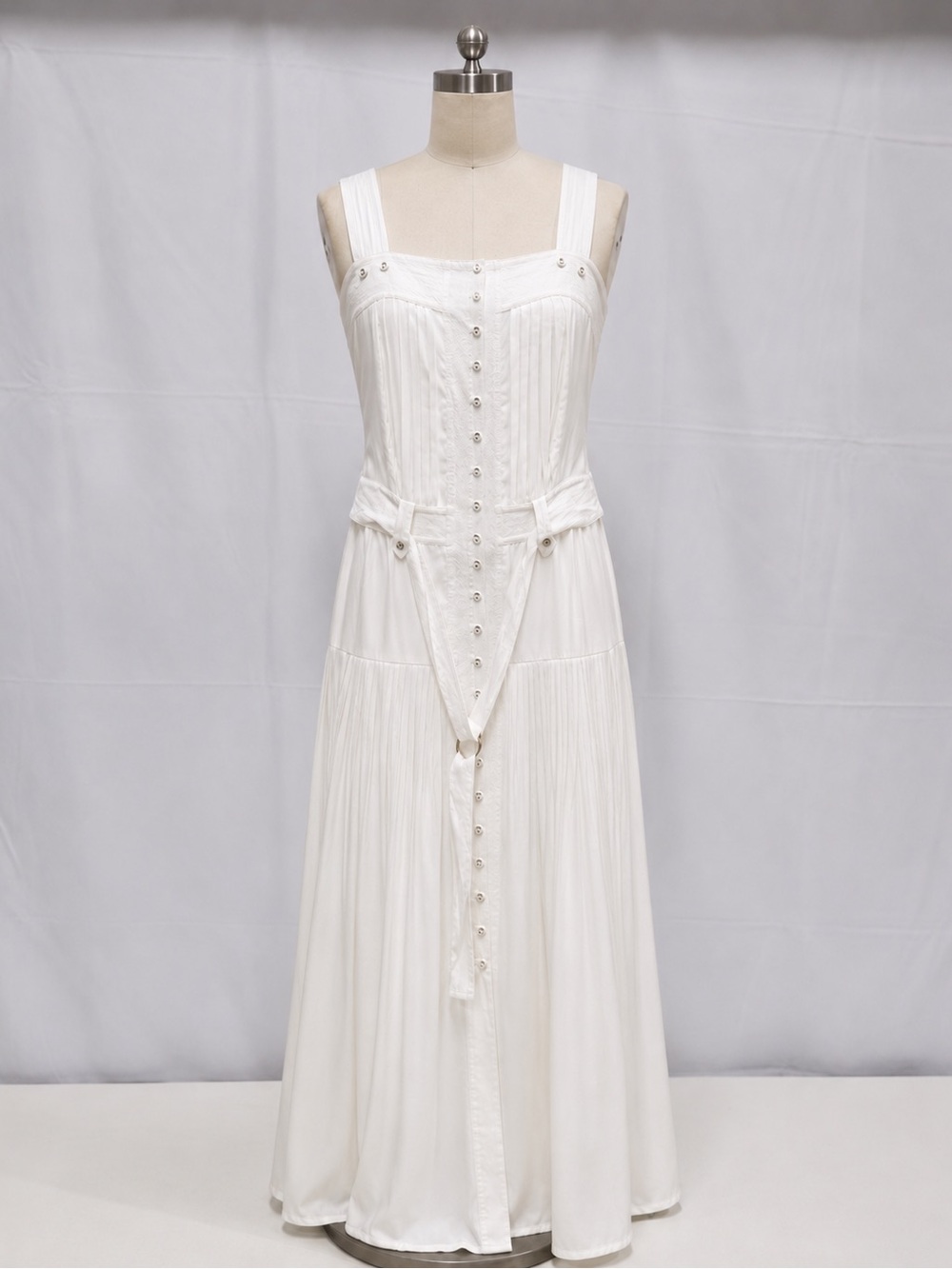 White House Black Market White Sleeveless Button-Front Maxi Dress 10 Petite NWT